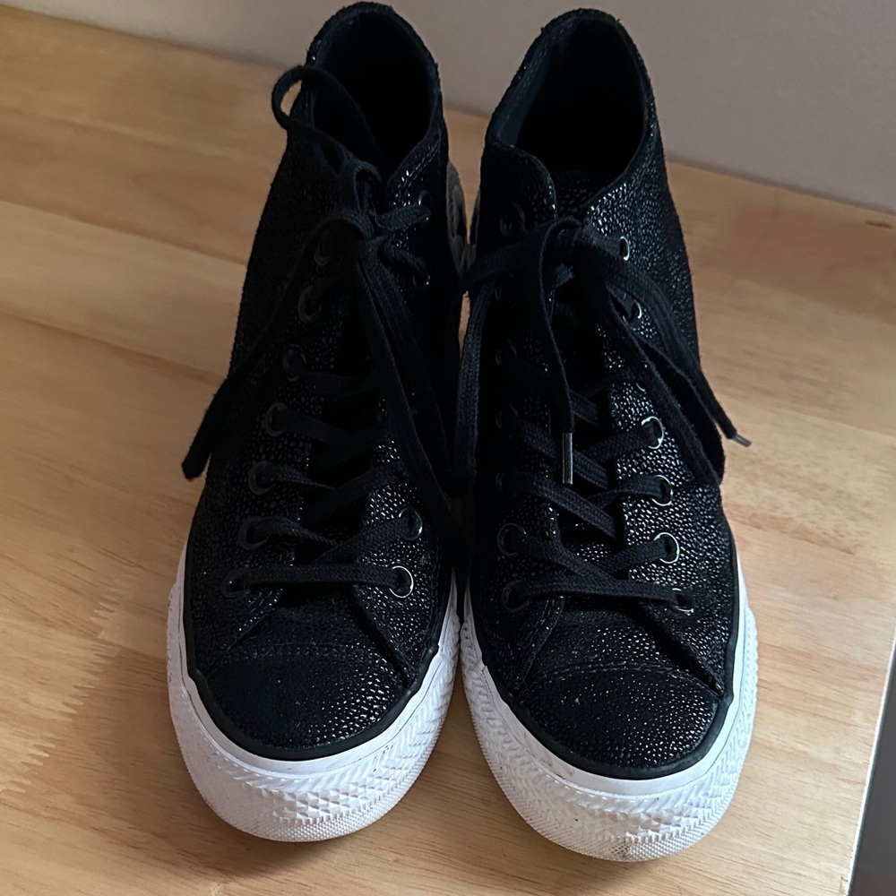 Black Pebble Wedge Converse Sneakers